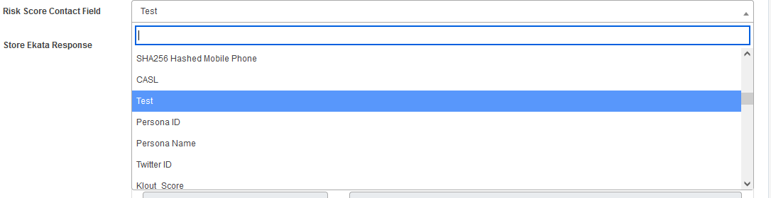 Risk Score Contact Field dropdown
