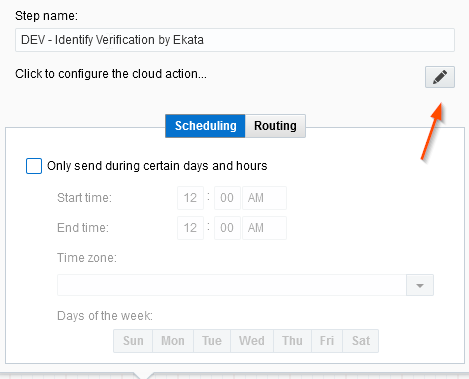 App step configuration window