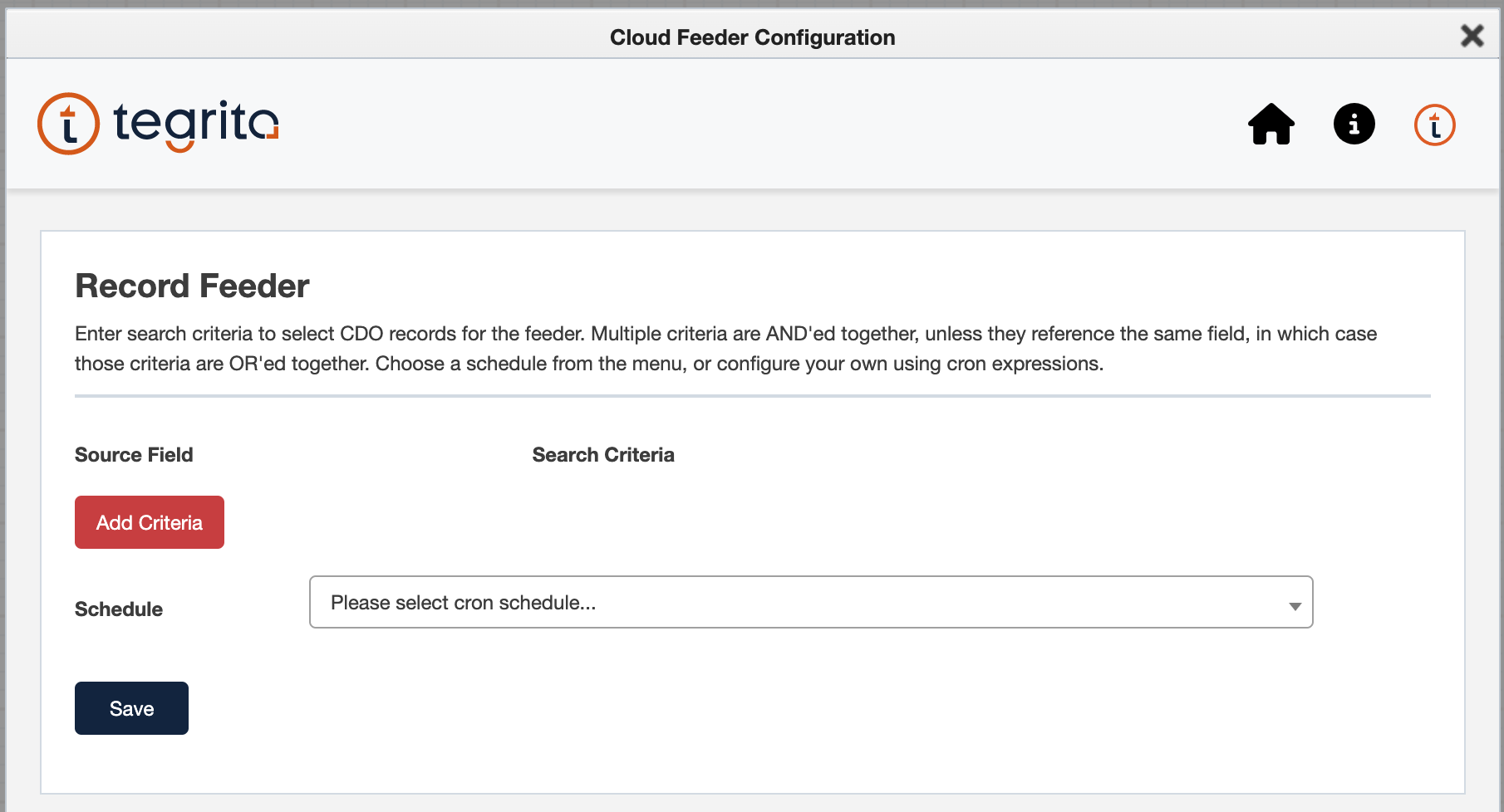 Record Feeder configuration dialog